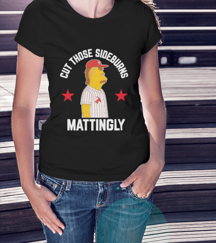 Cut Those Sideburns Mattingly Baseball Character Red Stars T-Shirt