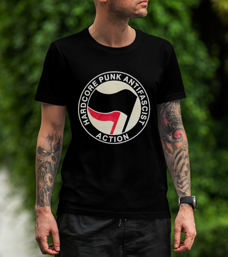 Hardcore Punk Antifascist Action Red Flag T-Shirt