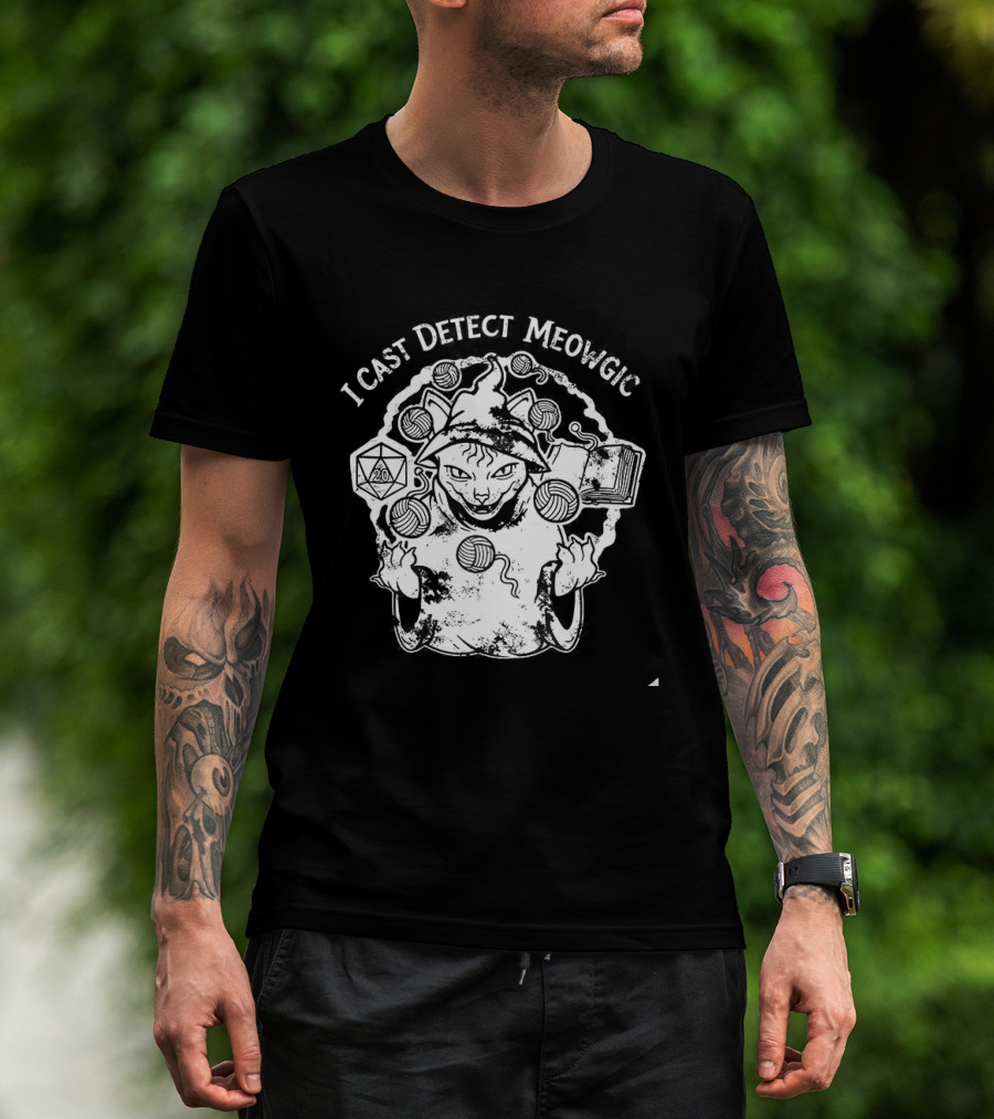 I Cast Detect Meowgic Dungeons And Dragons Dice Cat Fantasy Adventure T-Shirt
