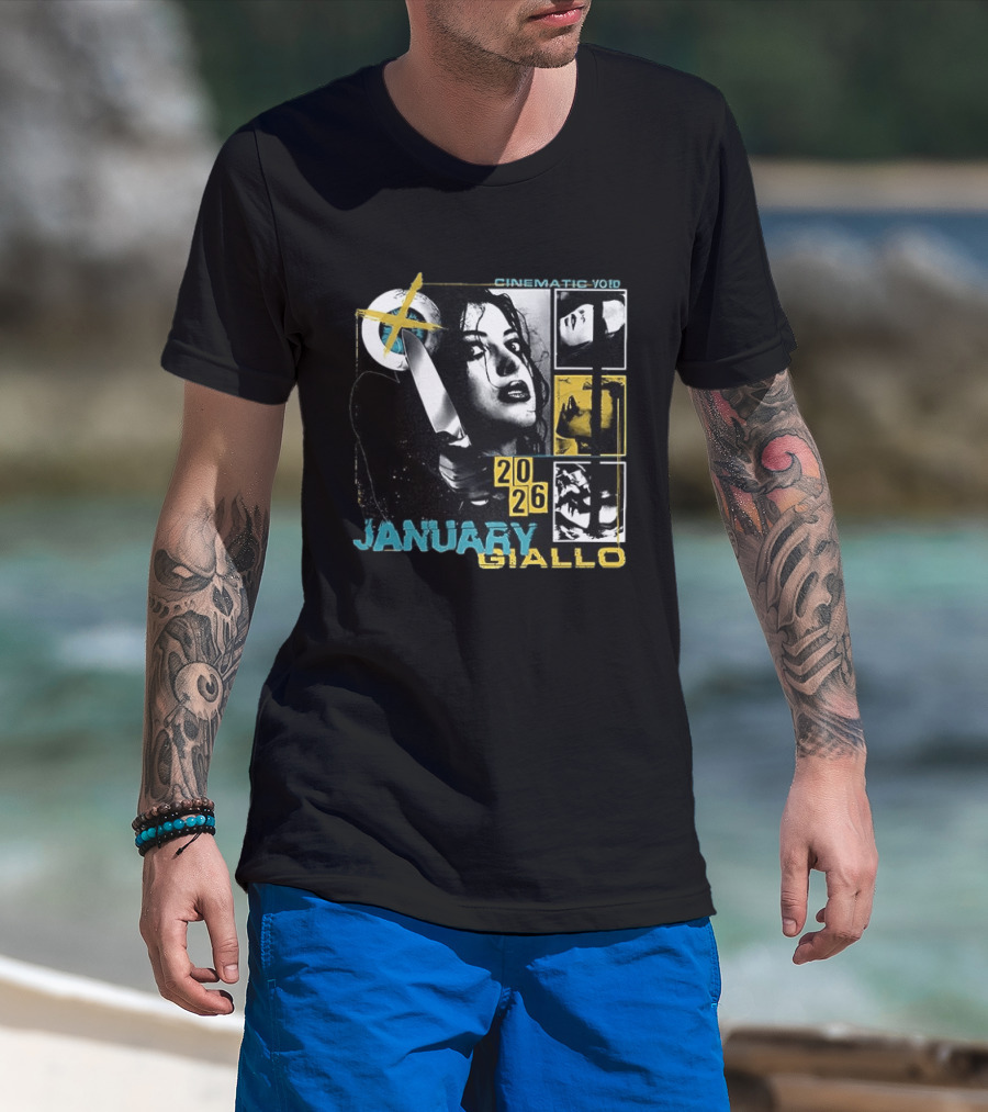 Cinematic Void January Giallo 2026 Knife Black And Yellow T-Shirt