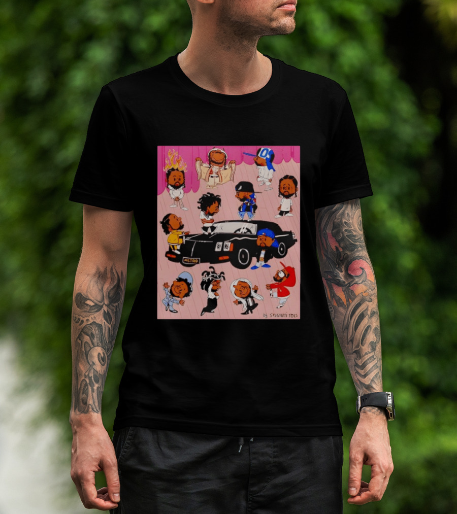 Kendrick Lamar Peanuts Characters Mashup Diverse Eras By Spughetti Tolls T-Shirt
