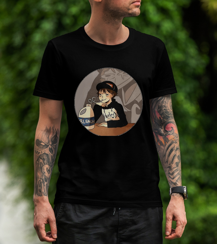 Leafy Hurley Drinking Bleach Meme Gaming Dark Light T-Shirt