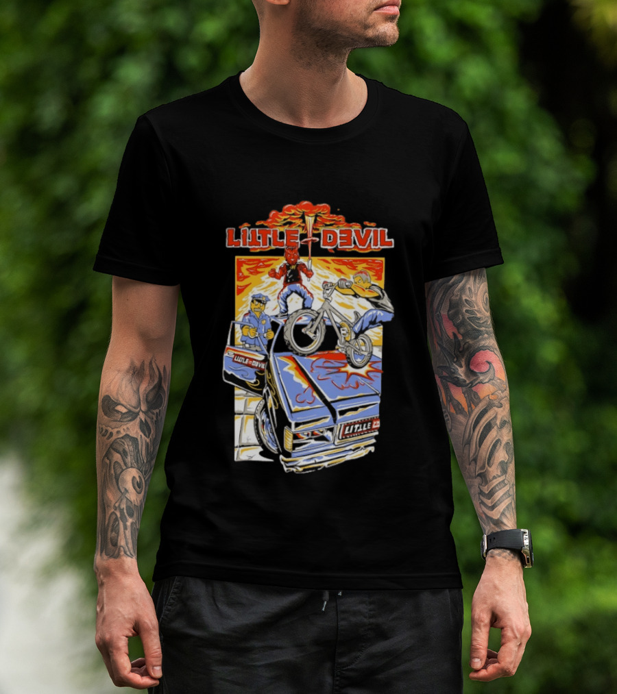 Little Devil BMX Police Chase Red Character And Van T-Shirt