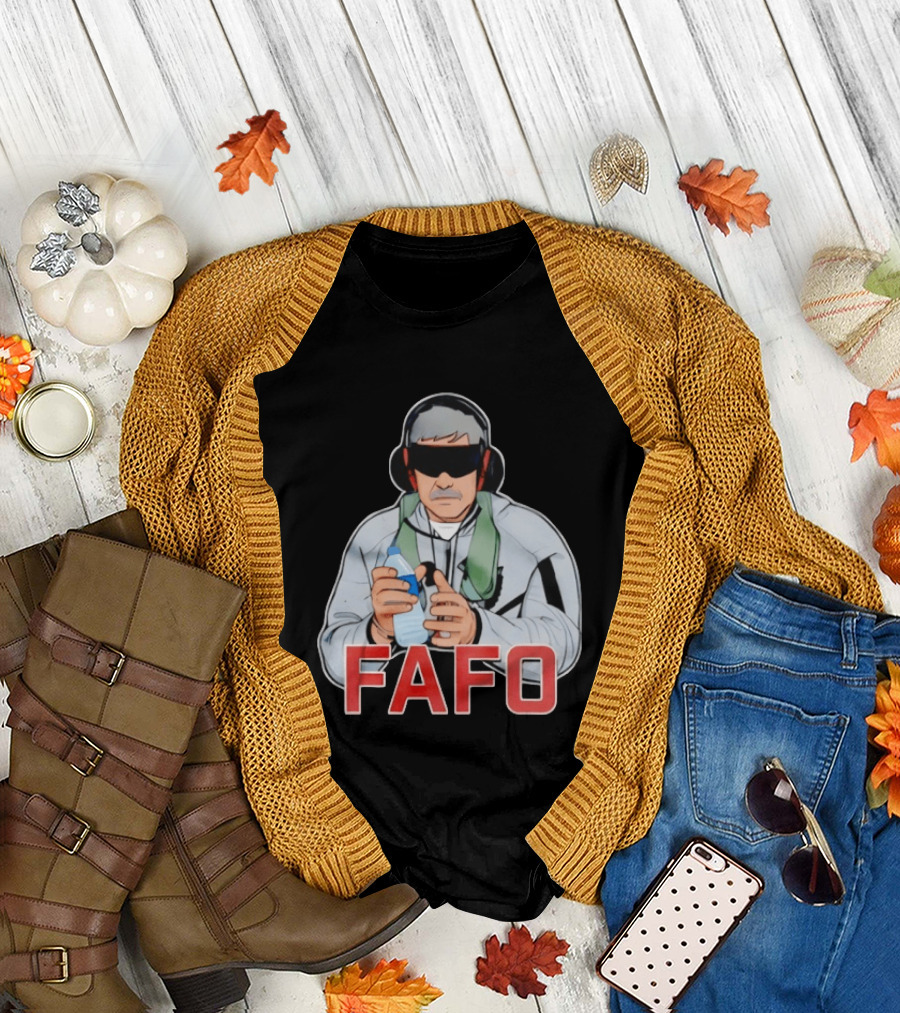 FAFO Maduro Character with Headphones and Water Bottle T-Shirt