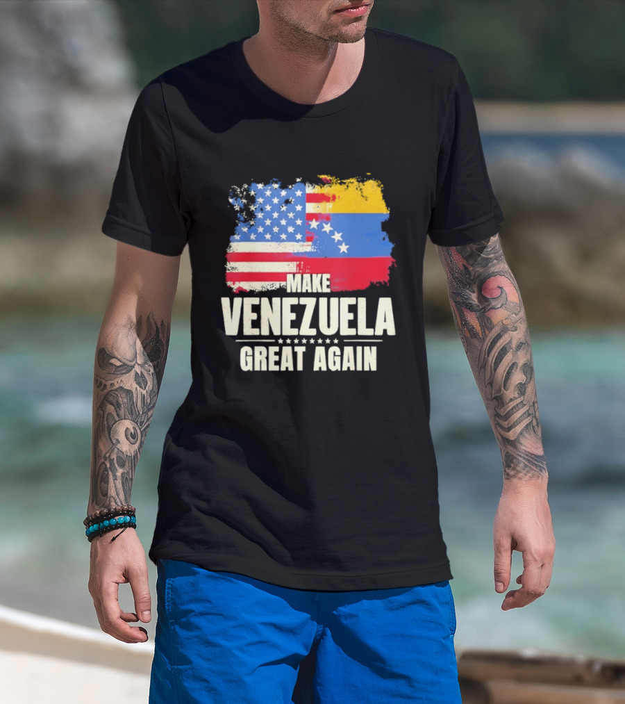 Make Venezuela Great Again USA Flag Fusion T-Shirt