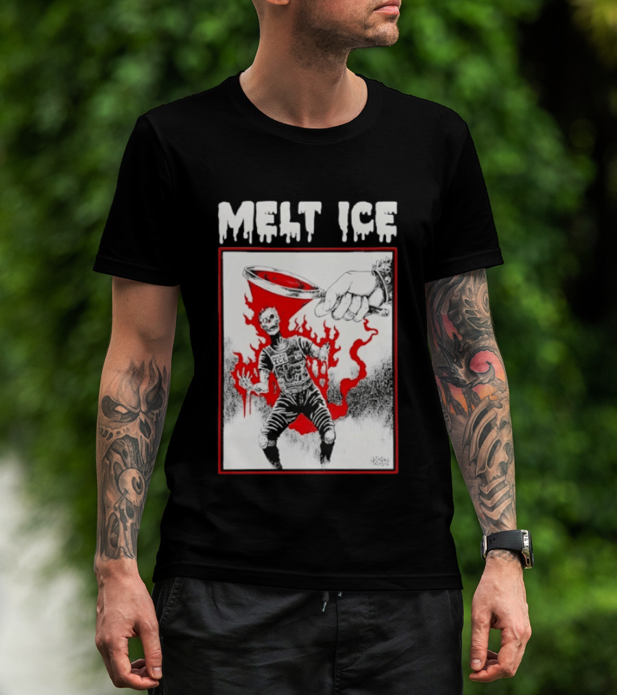 Melt Ice Skeleton Magnifying Glass Scene T-Shirt