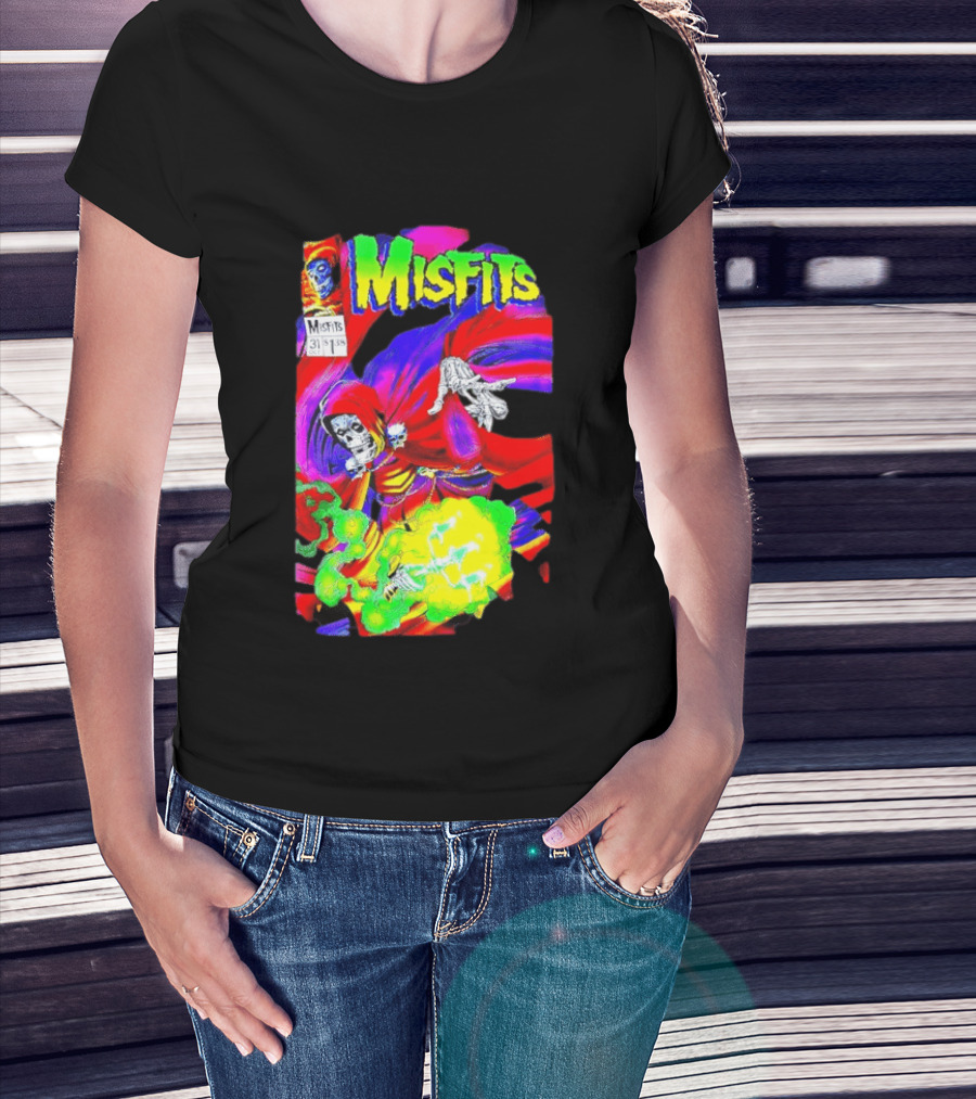 Misfits Hell Fiend Spawn 31 Fiend Skull Cloak Neon T-Shirt