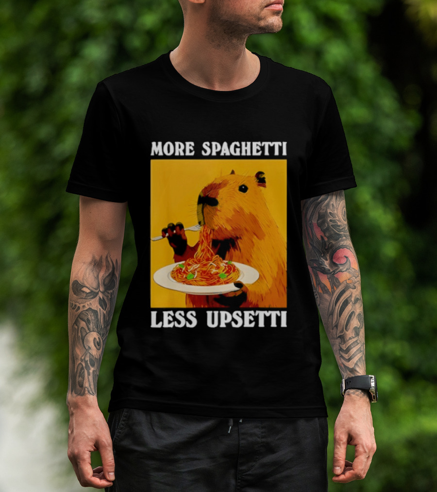 More Spaghetti Less Upsetti Capybara Eating Pasta Plate T-Shirt
