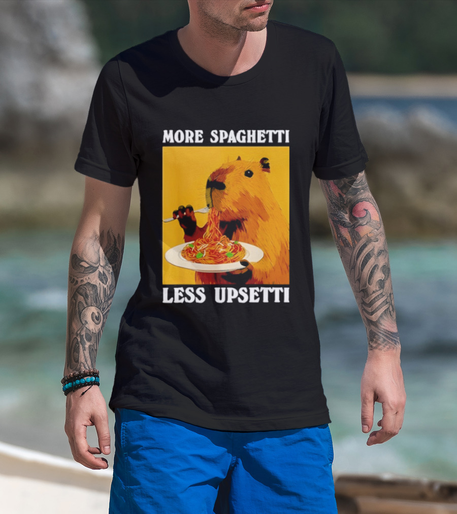 More Spaghetti Less Upsetti Capybara Eating Pasta Plate T-Shirt