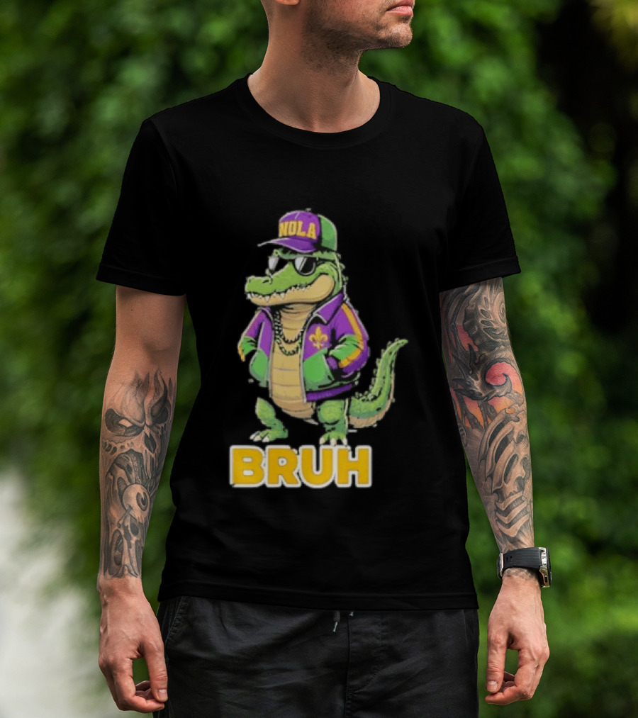 New Orleans Alligator Nola Bruh Mardi Gras Party Vibe T-Shirt