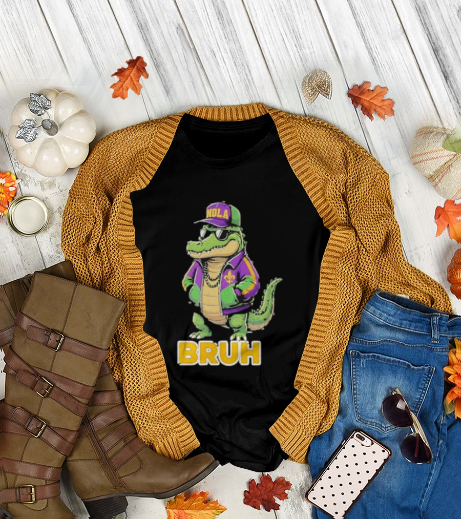 New Orleans Alligator Nola Bruh Mardi Gras Party Vibe T-Shirt