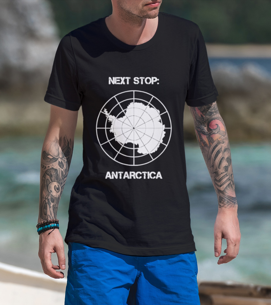 Next Stop Antarctica Map Outline Adventure T-Shirt