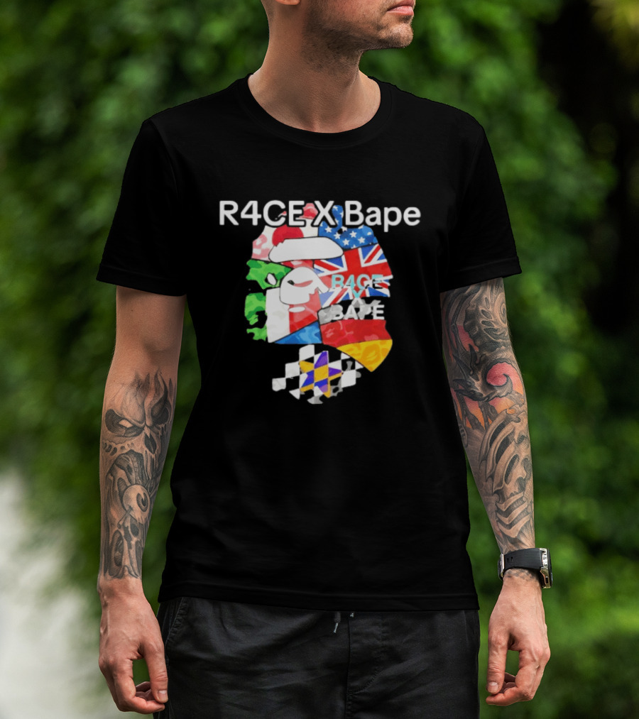 R4CE X Bape International Flags Collaboration T-Shirt