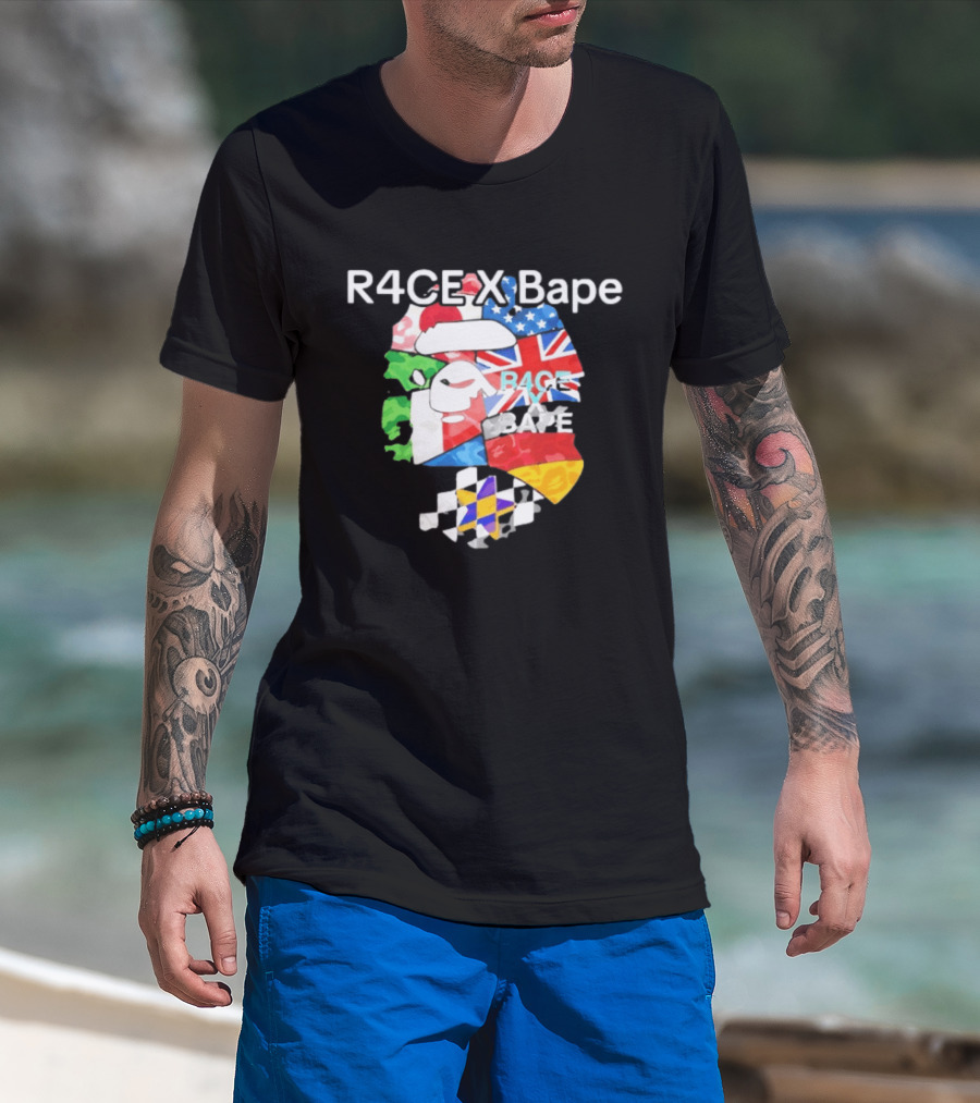 R4CE X Bape International Flags Collaboration T-Shirt
