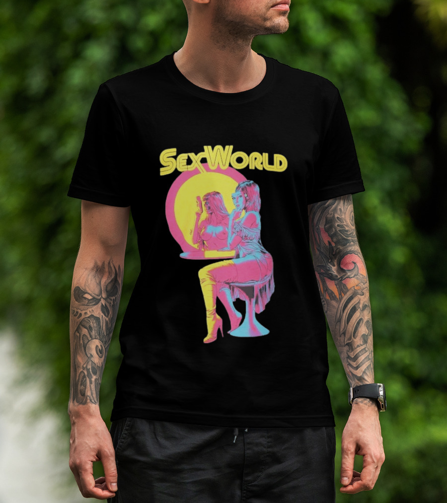 SexWorld Retro Neon Art Style With Futuristic Sexbot T-Shirt