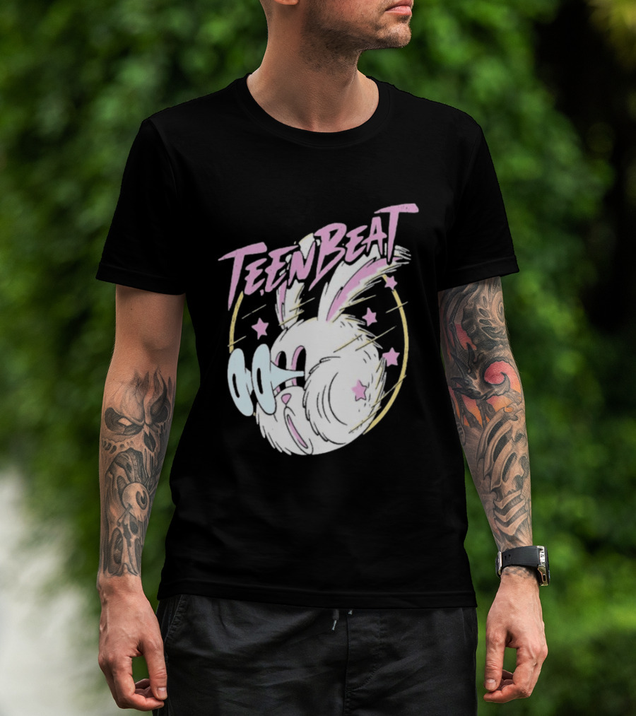 Teen Beat Blink Bunny Whimsical Pastel Stars Emo Vibe T-Shirt