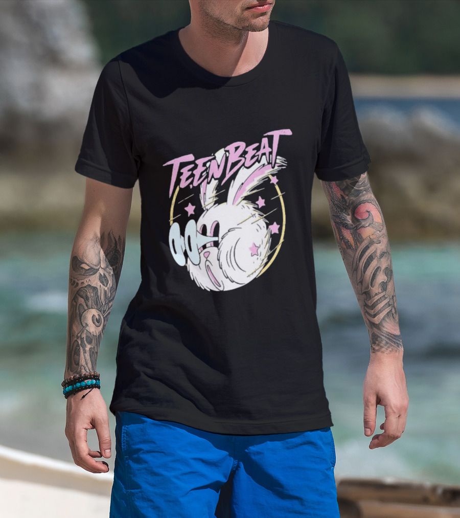 Teen Beat Blink Bunny Whimsical Pastel Stars Emo Vibe T-Shirt