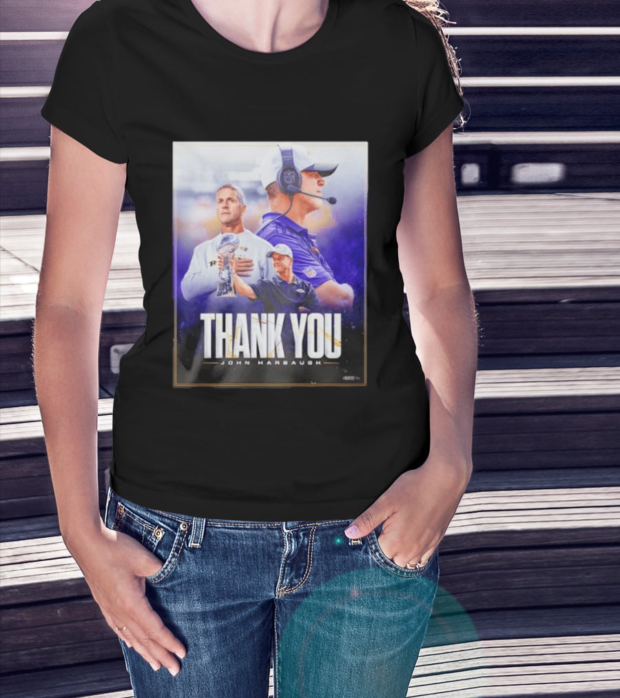 Thank You John Harbaugh NFL Coach Career Highlights Ravens Leadership T-Shirt