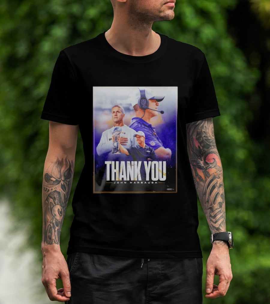 Thank You John Harbaugh NFL Coach Career Highlights Ravens Leadership T-Shirt