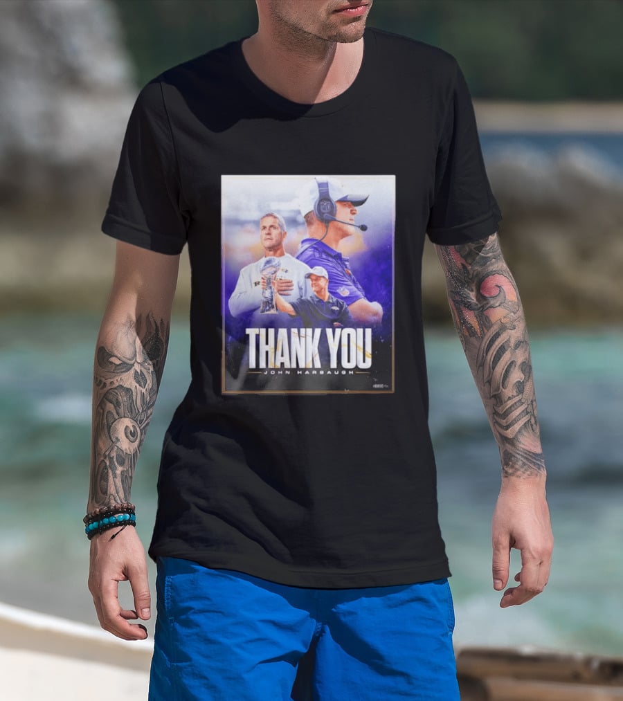 Thank You John Harbaugh NFL Coach Career Highlights Ravens Leadership T-Shirt