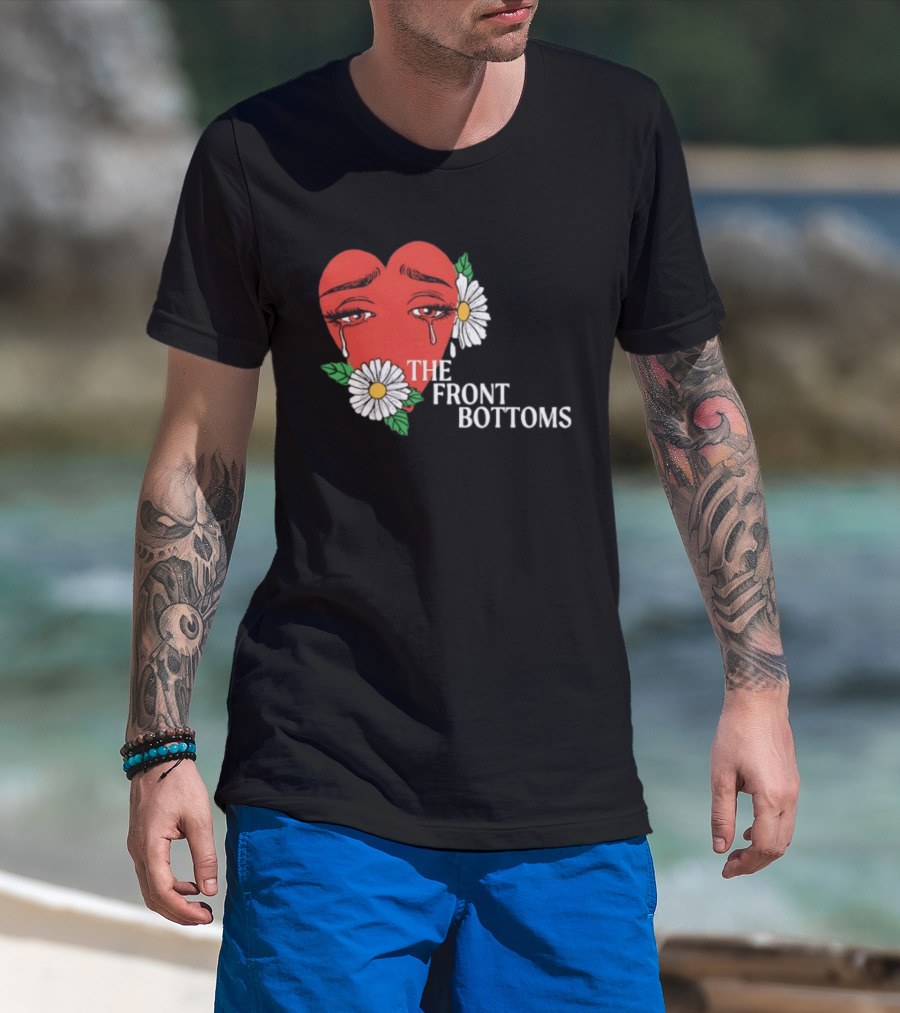 The Front Bottoms Heart With Crying Eyes And Daisies T-Shirt