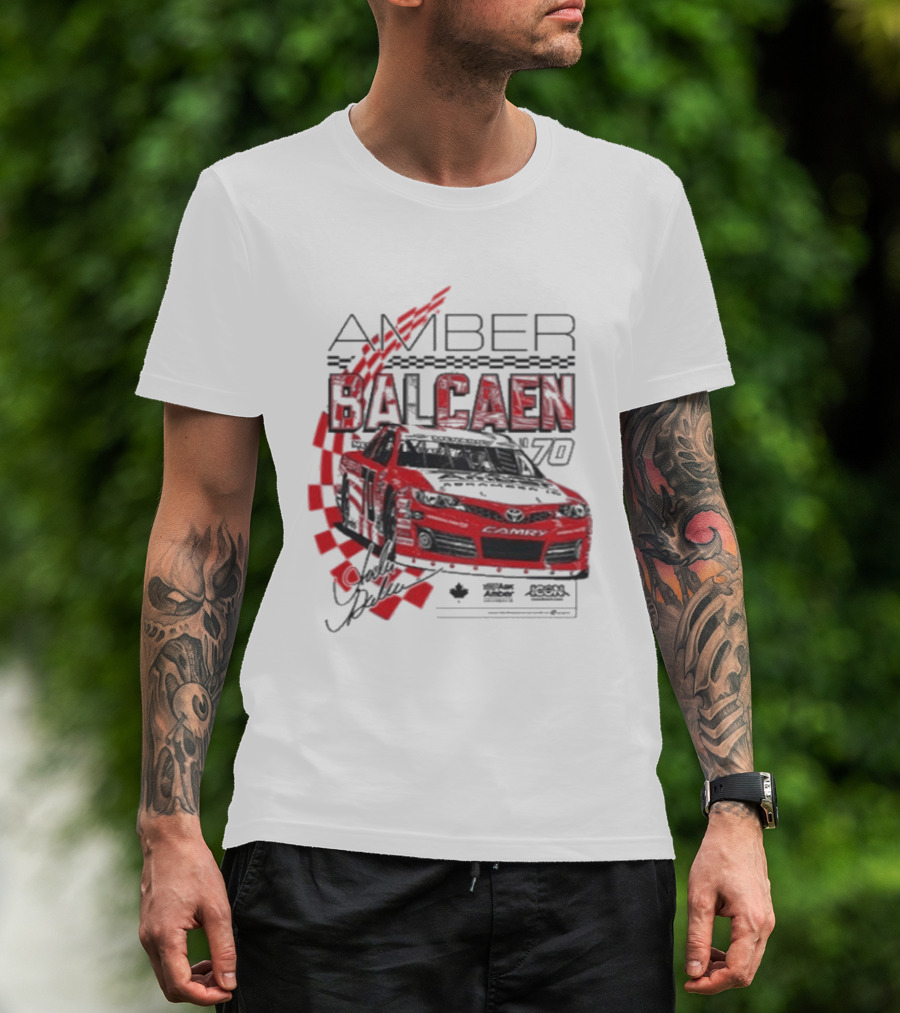 Amber Balcaen Racing Daytona Red Car Number 70 Racing Flags T-Shirt