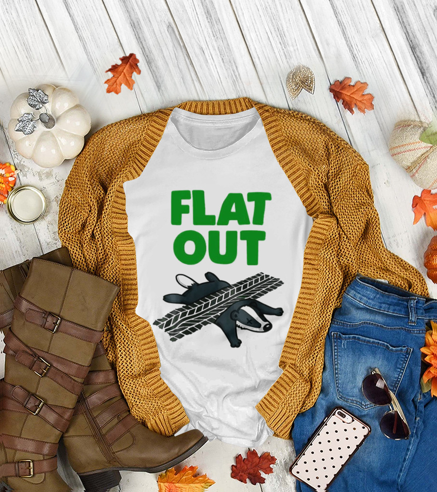 Flat Out Badger Roadkill Humorous T-Shirt