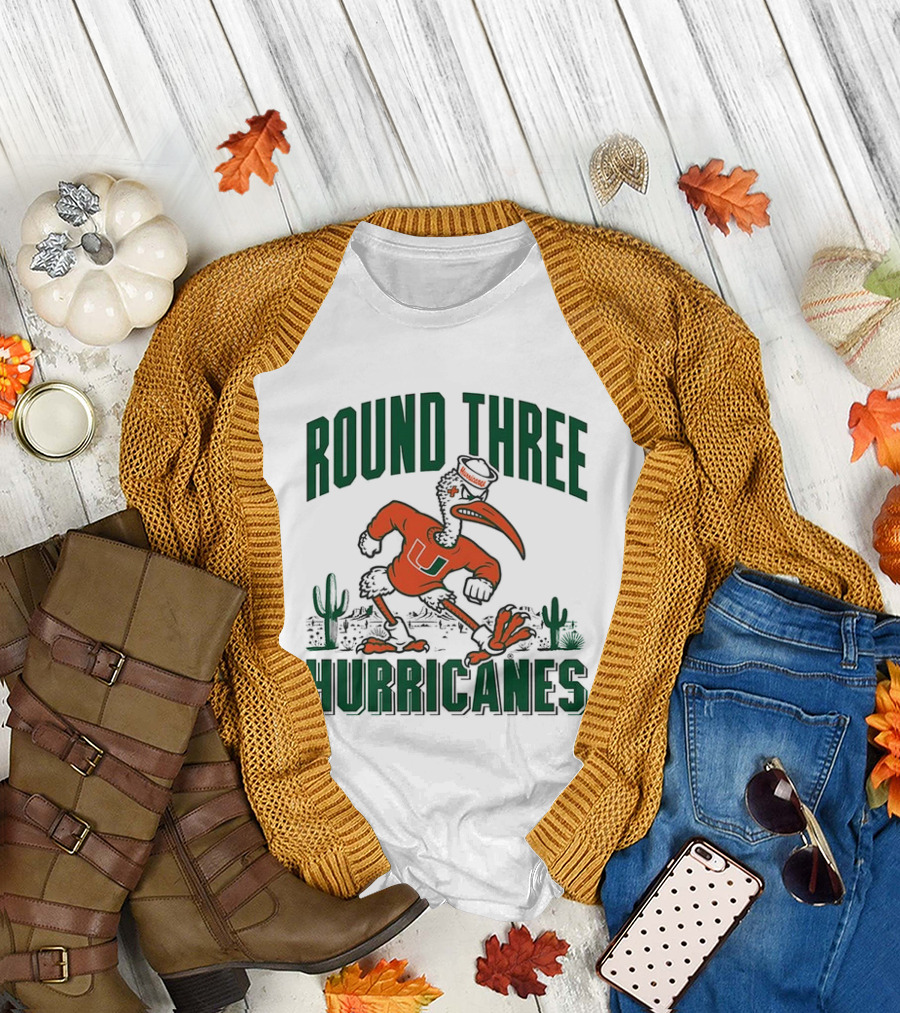 Miami Hurricanes Round Three Sebastian the Ibis NCAA T-Shirt
