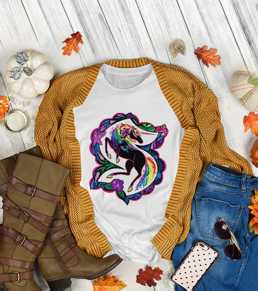 Seattle Kraken Unicorn Pride Rainbow Floral T-Shirt