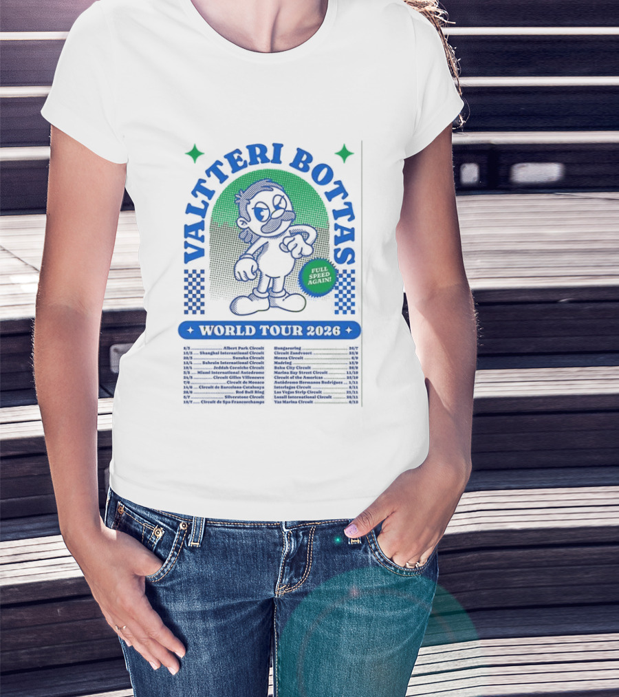 Valtteri Bottas World Tour 2026 Full Speed Again Racing T-Shirt