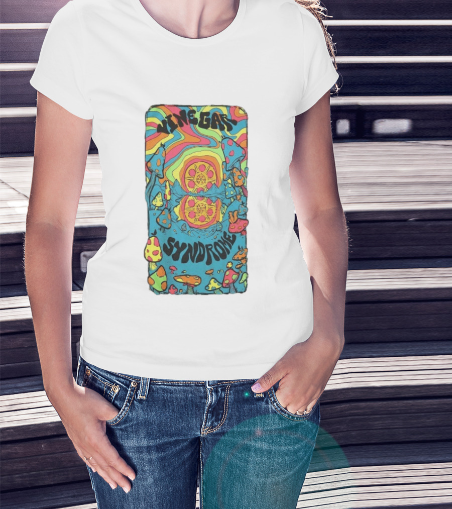Vinegar Syndrome Shroomland Psychedelic Sun Variant Trippy Mushrooms T-Shirt
