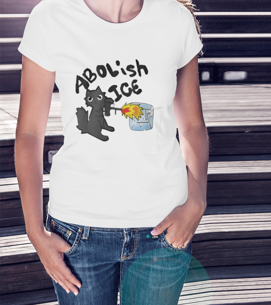 Abolish Ice Cat Torch Melting Cube T-Shirt