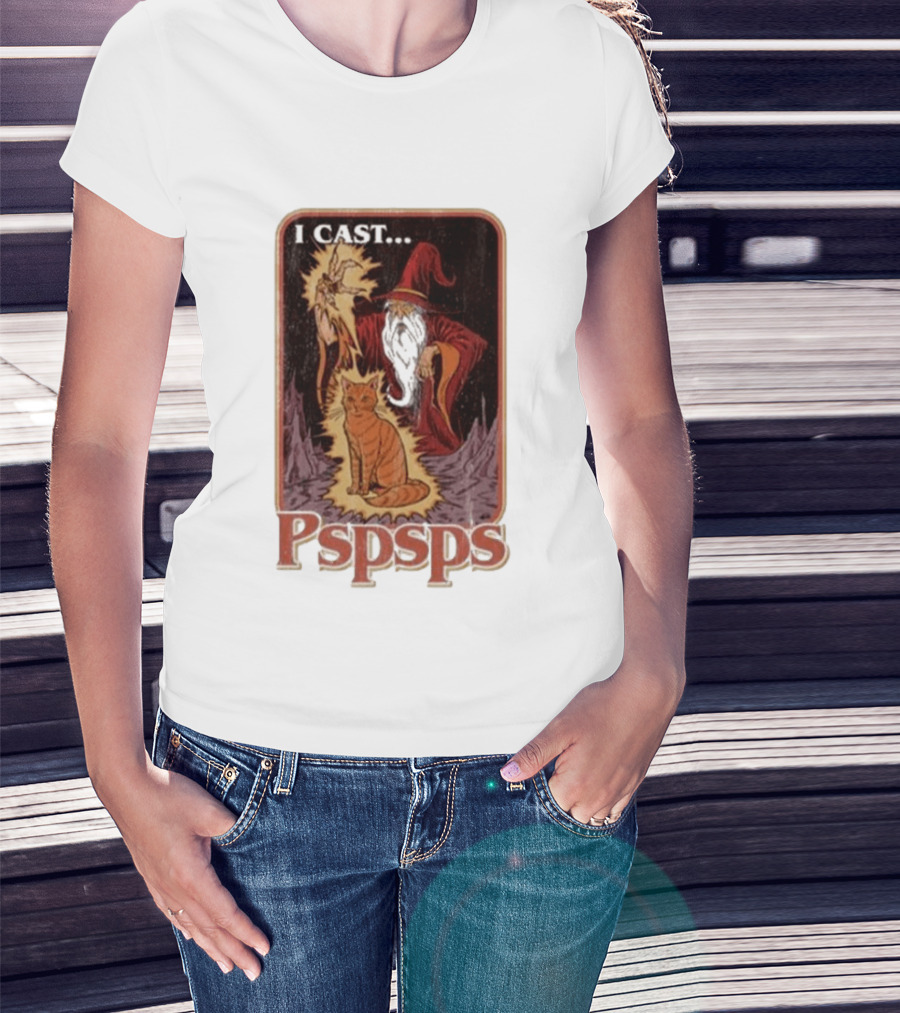 I Cast Pspsps Wizard Mystical Cat Aidan Wachter T-Shirt