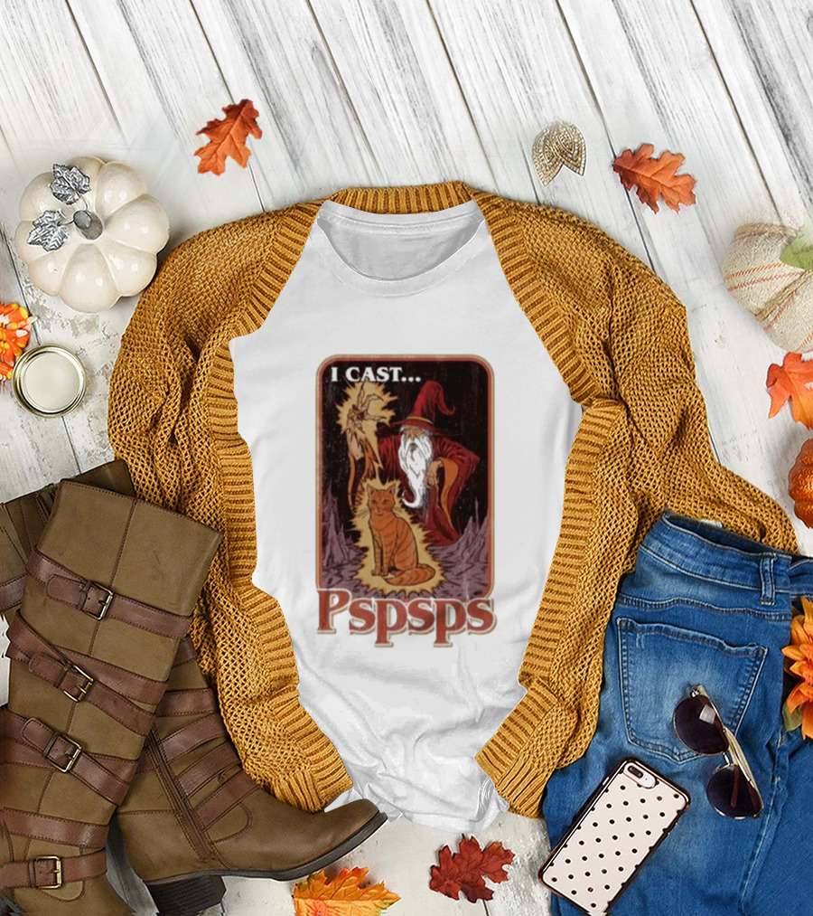 I Cast Pspsps Wizard Mystical Cat Aidan Wachter T-Shirt