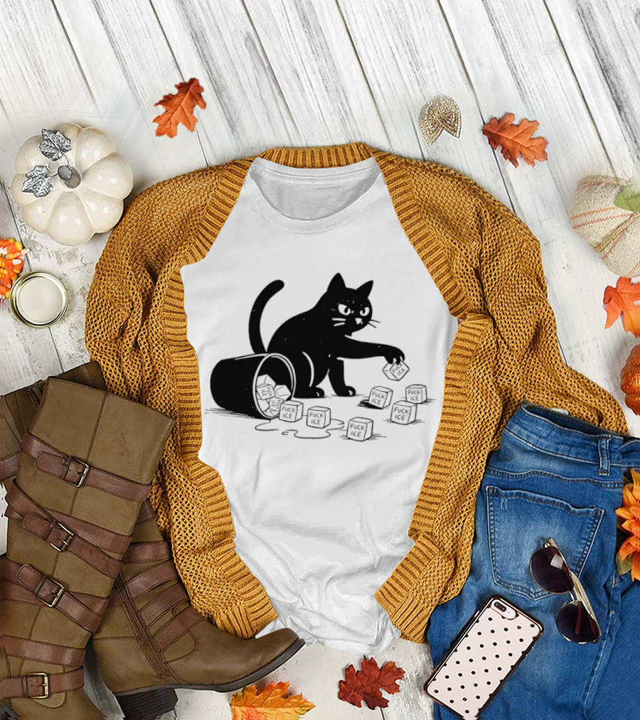 Black Cat Anti Trump Fuck Ice T-Shirt