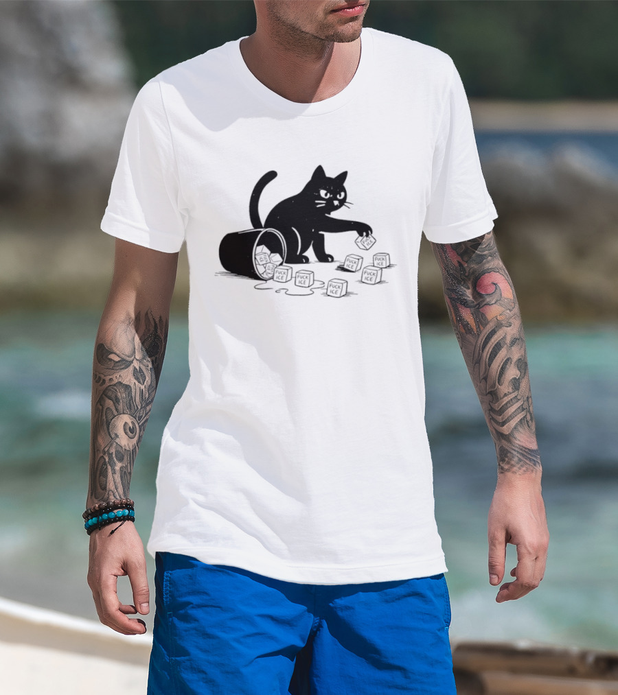 Black Cat Anti Trump Fuck Ice T-Shirt