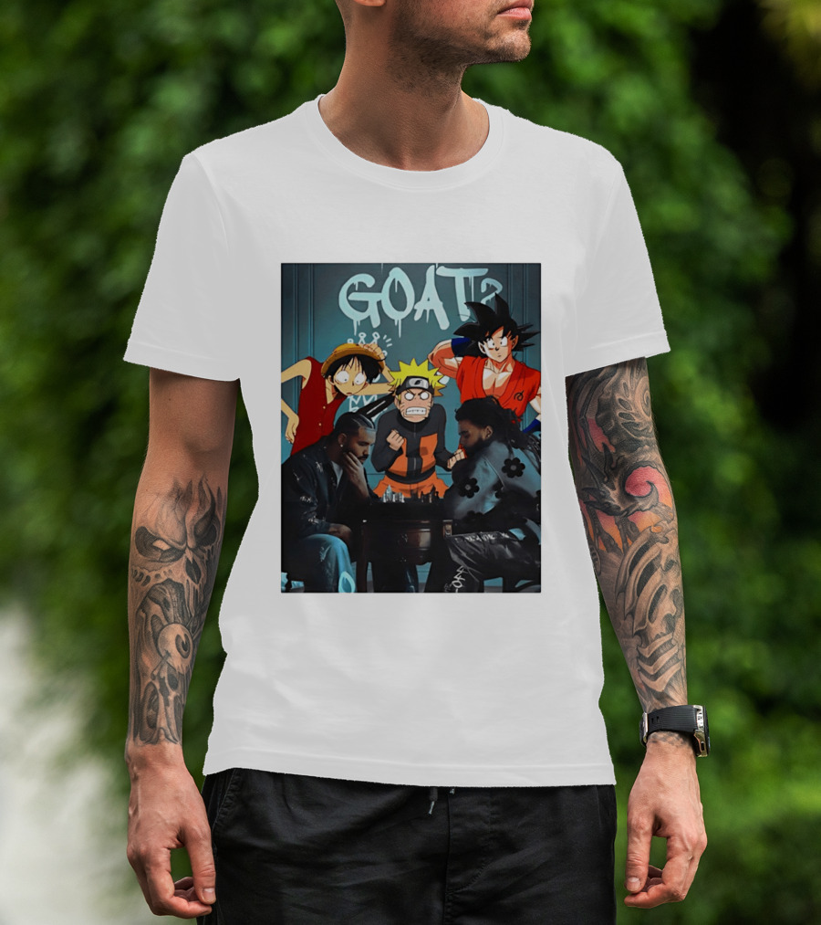Drake 21 Savage GOAT Monkey D. Luffy Naruto Uzumaki Goku Chess Table T-Shirt