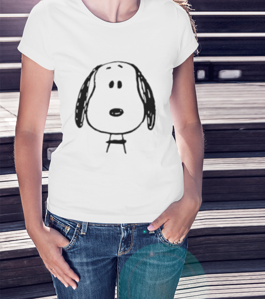 Peanuts Snoopy Face Black And White Cartoon T-Shirt
