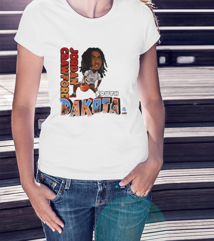 Jordan Crawford South Dakota Basketball Player Cartoon Sports T-Shirt