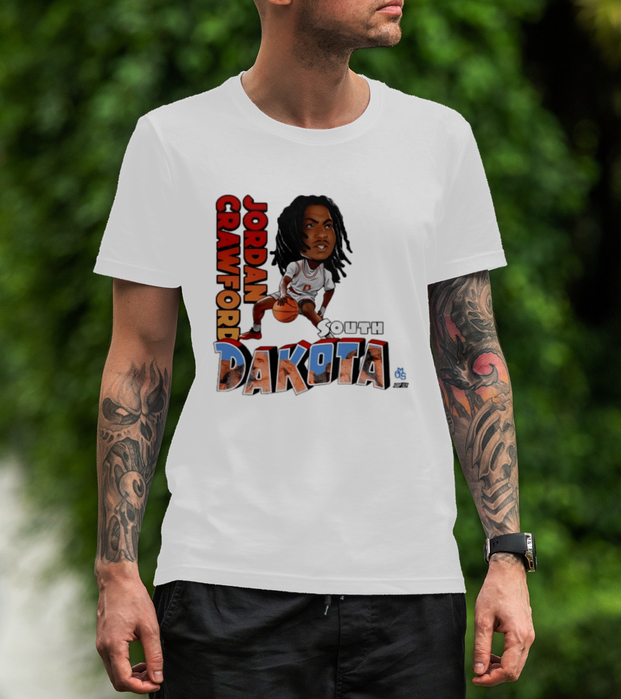 Jordan Crawford South Dakota Basketball Player Cartoon Sports T-Shirt