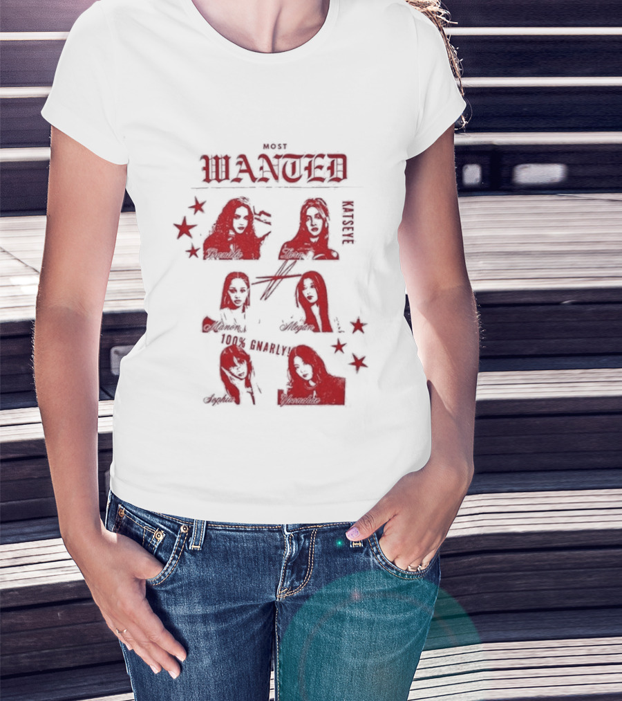 Katseye Most Wanted Red Stars And Figures T-Shirt