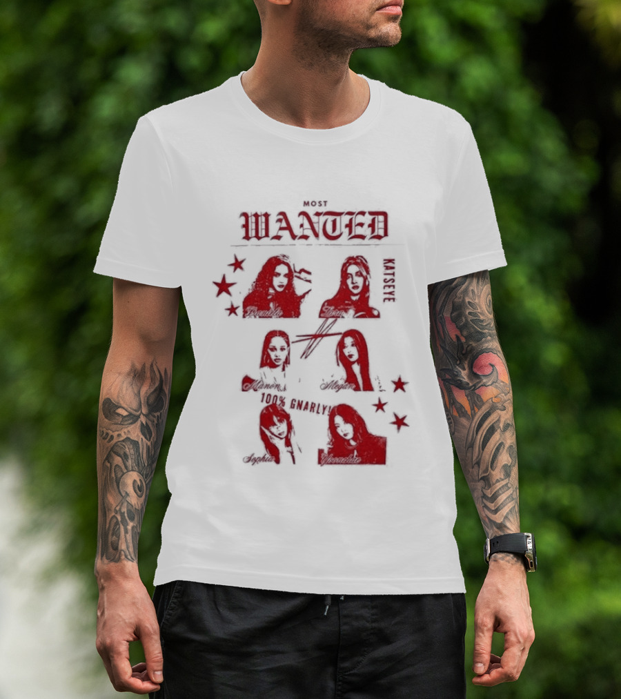Katseye Most Wanted Red Stars And Figures T-Shirt