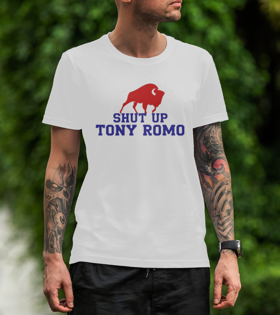 Shut Up Tony Romo Buffalo Bison Red Blue T-Shirt