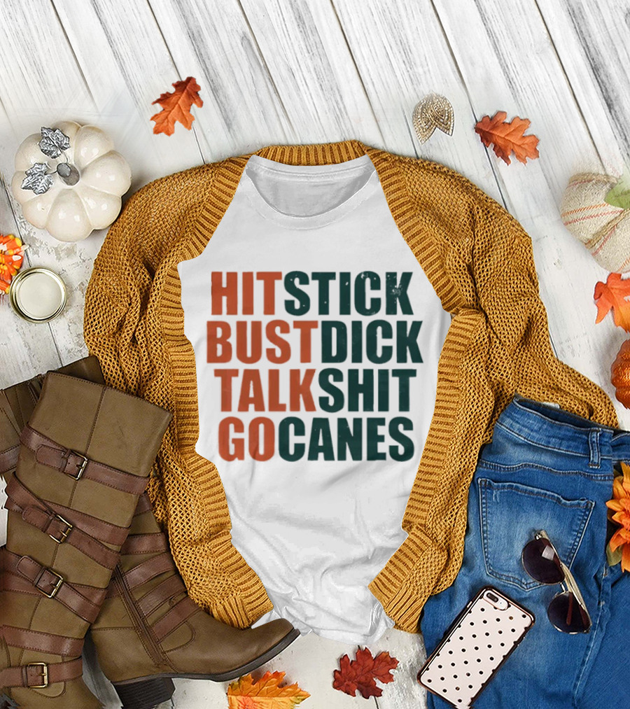 Hit Stick Bust Dick Talk Shit Go Canes Miami Hurricanes T-Shirt