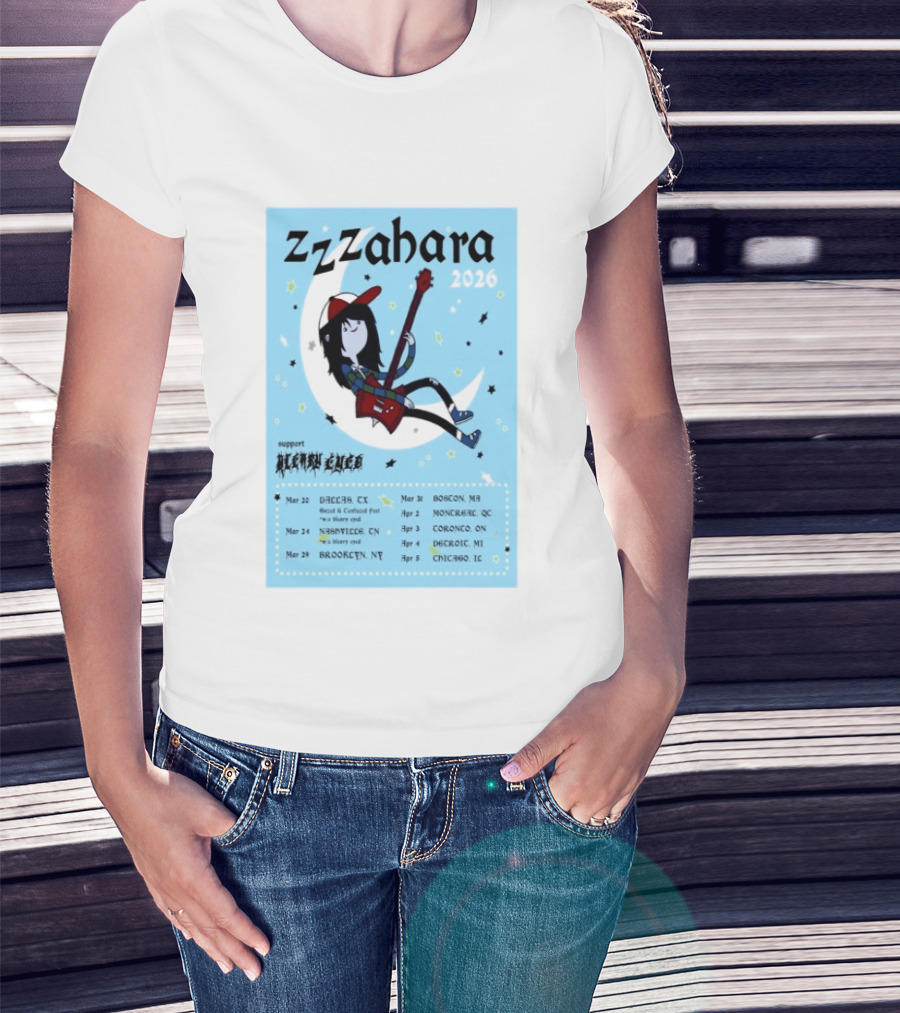 Zzzahara Fall Tour 2026 Dates And Support Act With Cartoon Guitarist T-Shirt