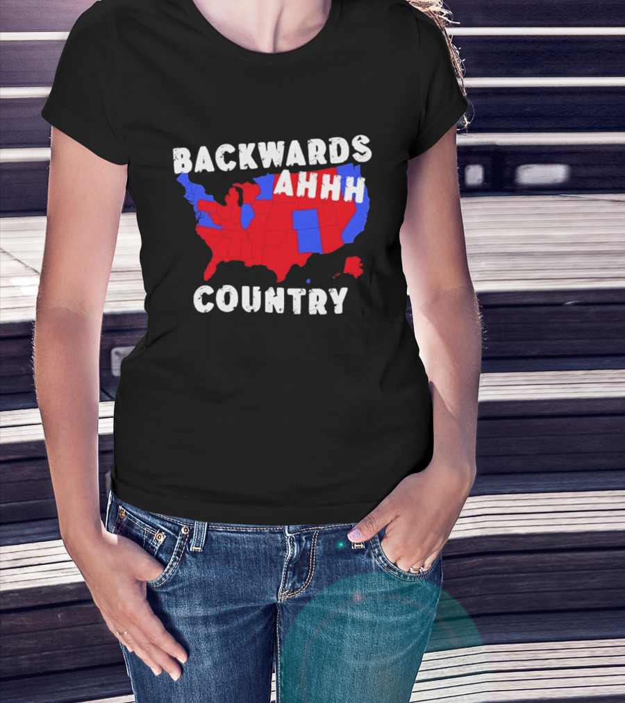 Backwards Ahhh Country State Map USA T-Shirt