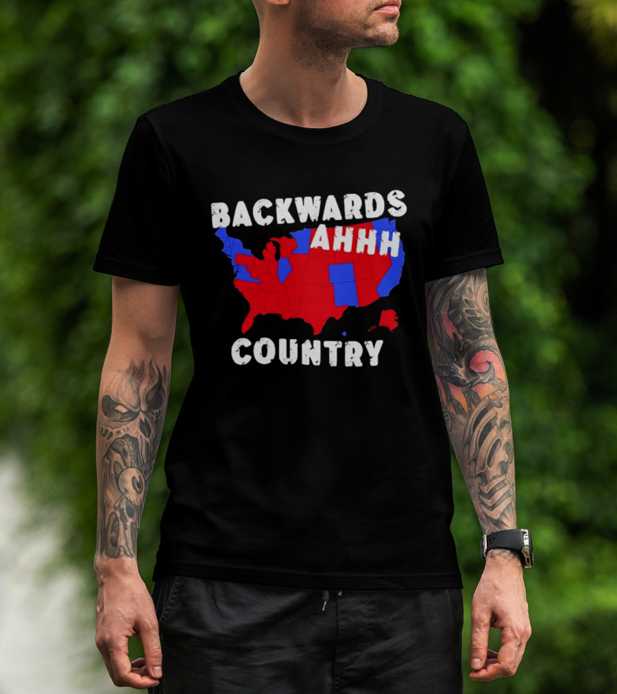Backwards Ahhh Country State Map USA T-Shirt