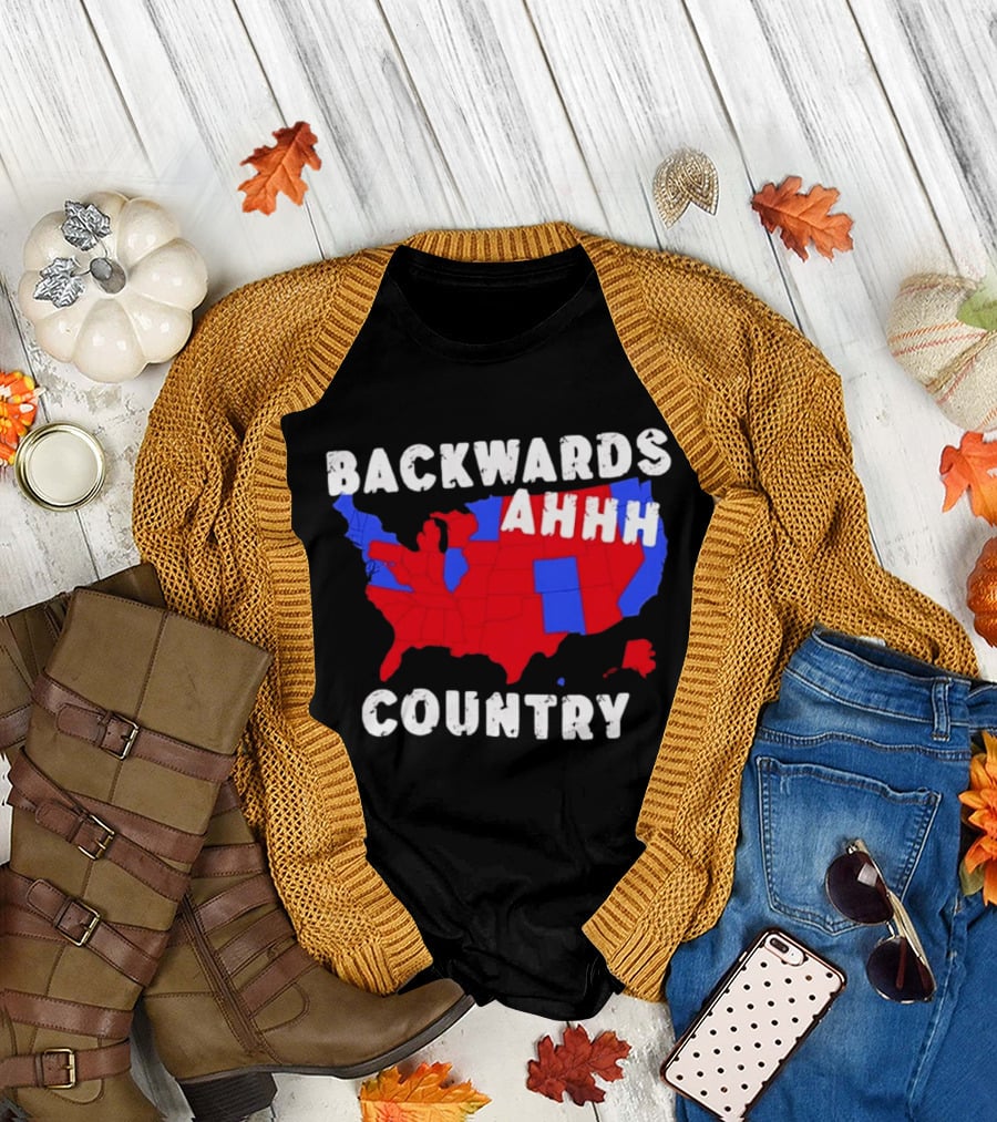 Backwards Ahhh Country State Map USA T-Shirt
