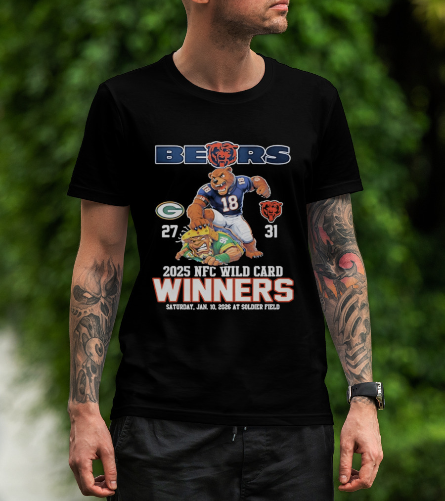Bears 2025 NFC Wild Card Winners January 14 Soldier Field Packers 27 Bears 31 T-Shirt