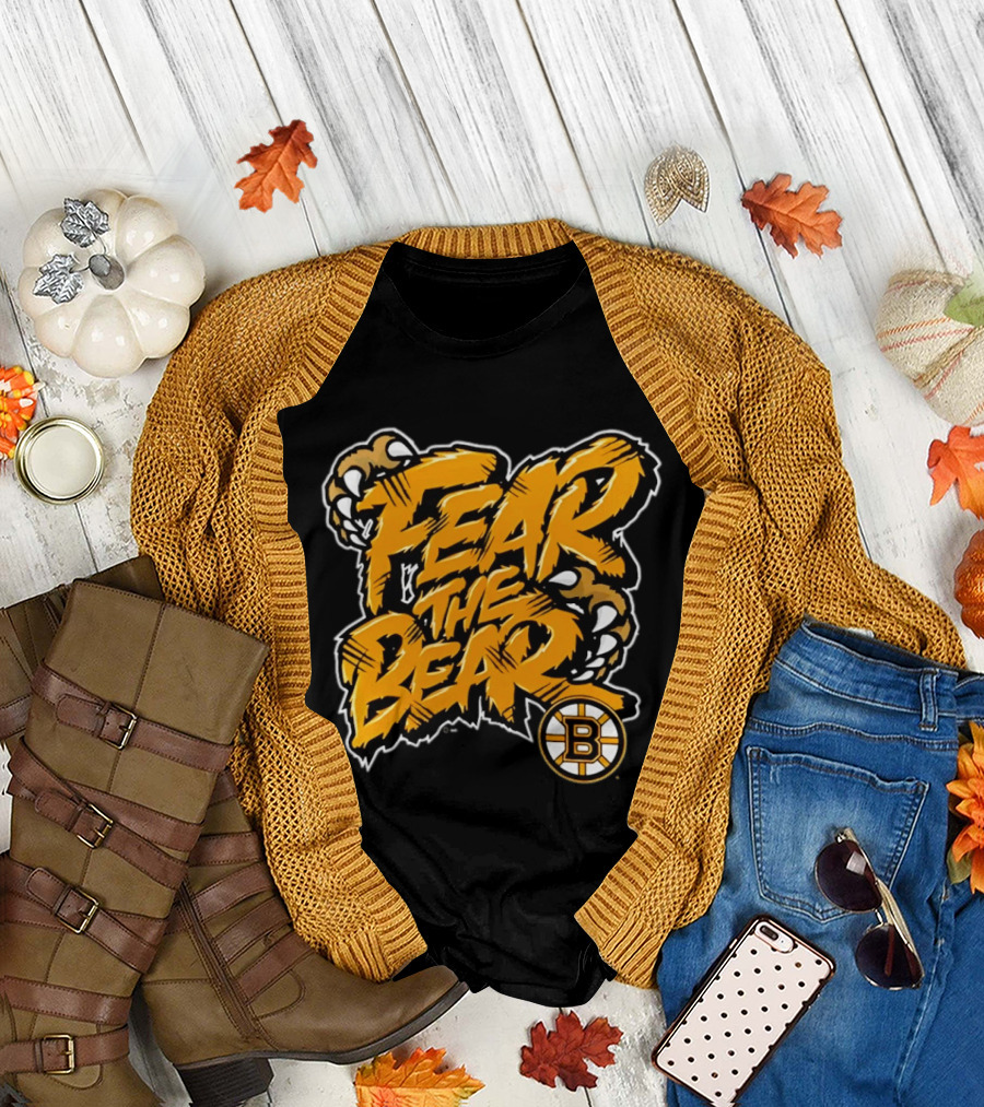 Boston Bruins Fear The Bear Claw Graphic with Team T-Shirt
